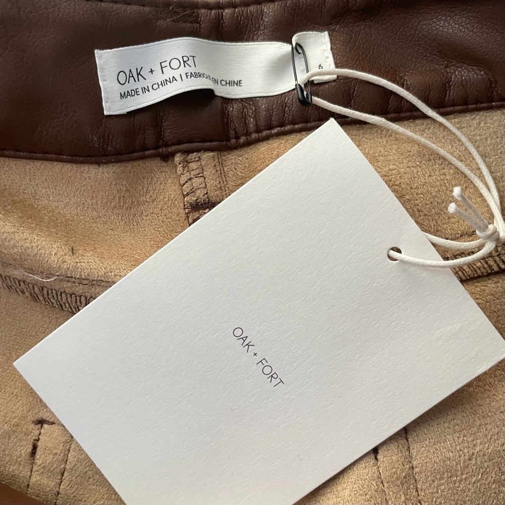 NEW Oak + Fort Faux Vegan Leather Pants Slim High Rise NWT - Picture 8 of 12